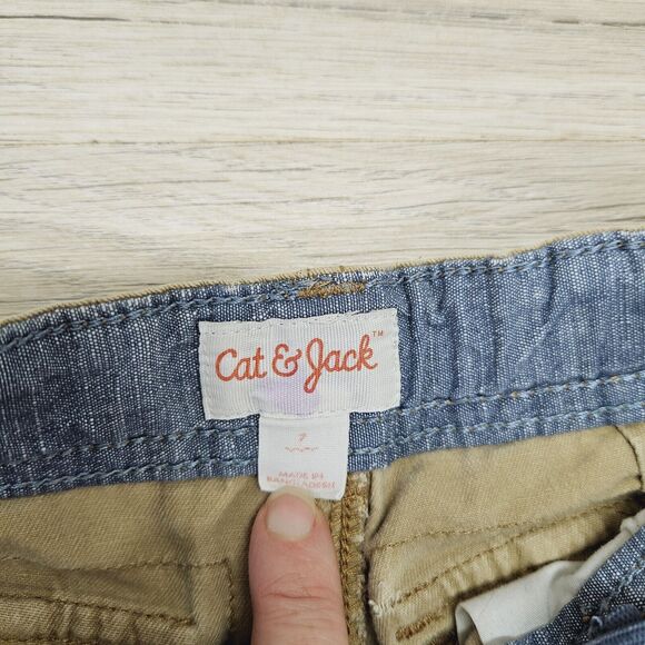 CAT & JACK Boys Tan Khaki Cargo Shorts Size 7 - Picture 3 of 6